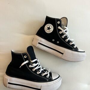 Converse Black & White High-Top Platform Sneakers